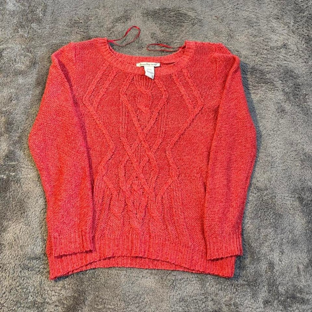 American Rag Cie Cute Rose Red‎ Cable knit Sweater